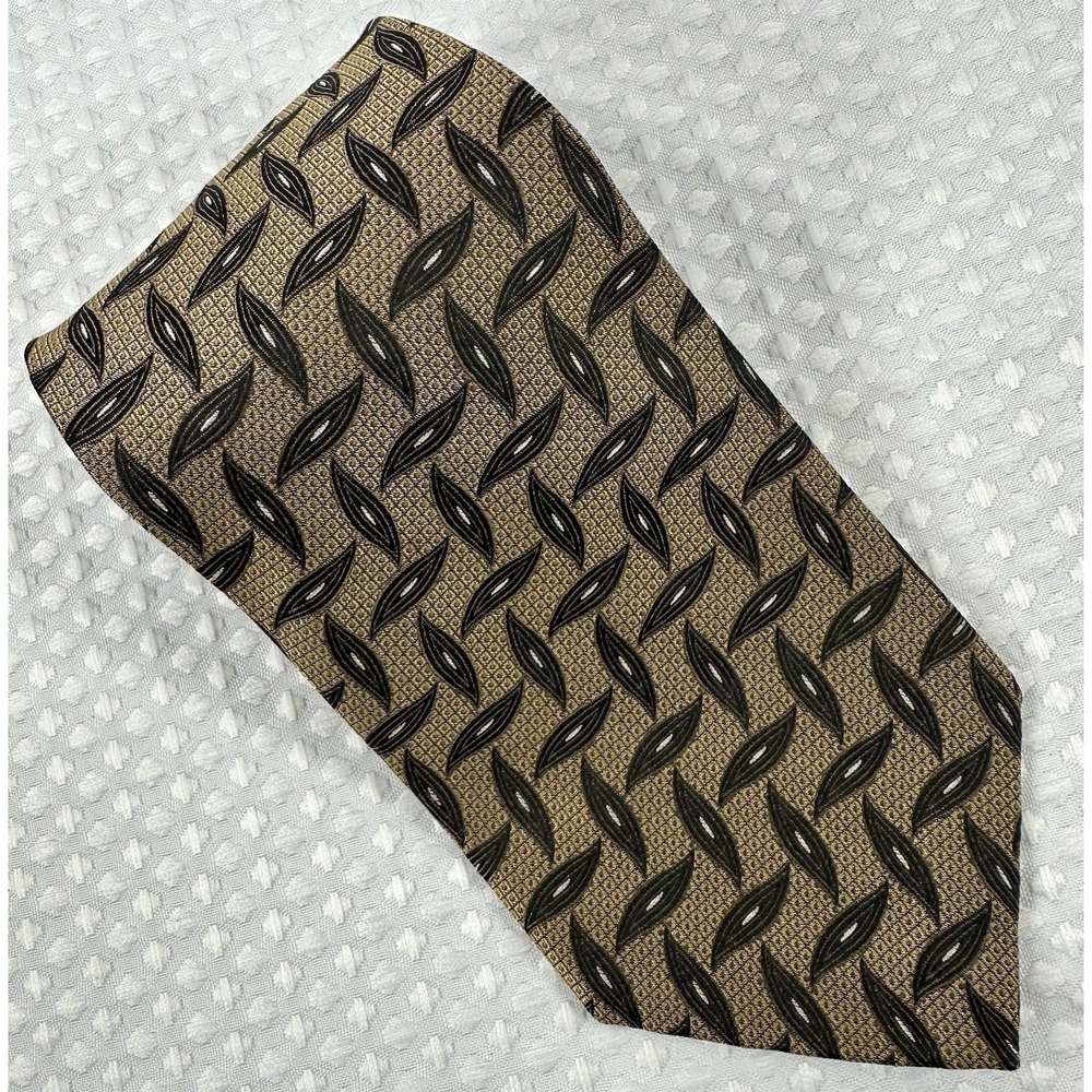Vintage Joseph A. Bank Signature Collection Silk Tie Brown Geometric 4"